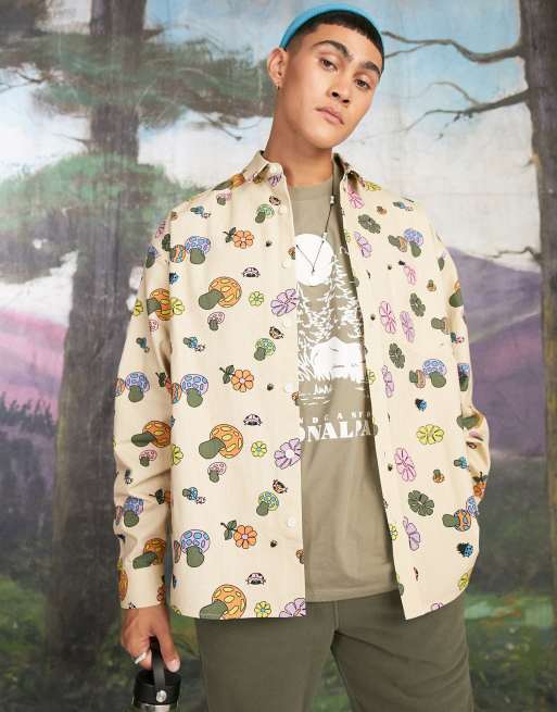 Camisa extragrande de corte cuadrado con estampado cándido de setas de ASOS DESIGN