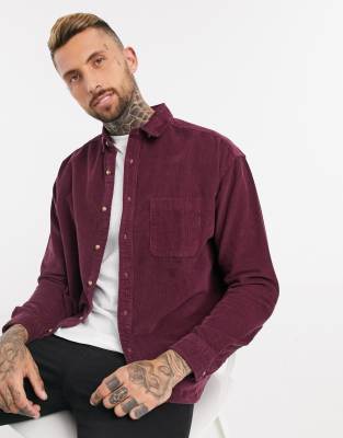 Camisa extragrande de pana en color uva estilo años 90 de ASOS DESIGN