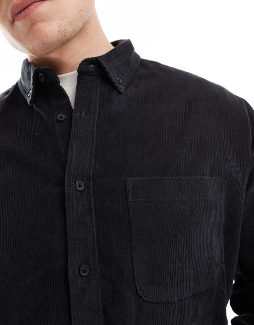 Camisa extragrande estilo 90s de pana en negro desgastado de ASOS DESIGN, 3 de 4