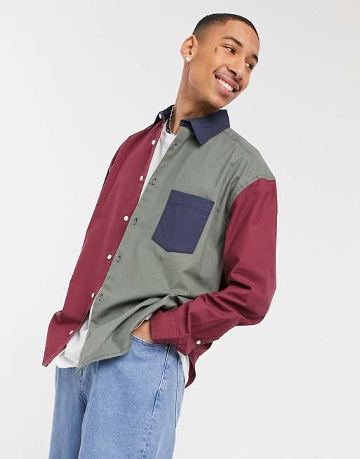 Camisa estilo años 90 con diseño color block universitario de DESIGN |