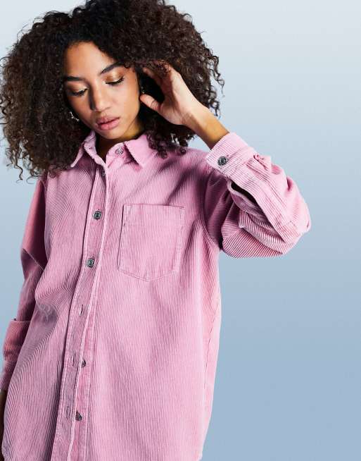 Camisa extragrande rosa rosado de pana de ASOS DESIGN (parte de un conjunto)
