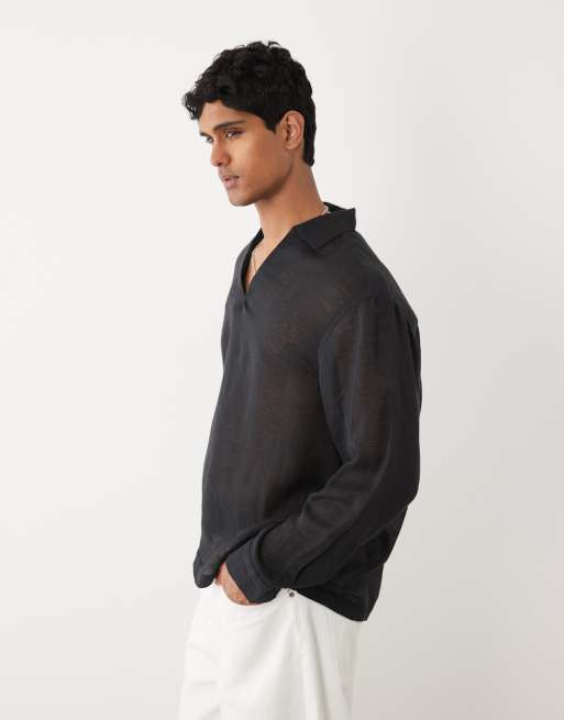 Camisa extragrande sin cierres en negro de ASOS DESIGN, 4 de 5