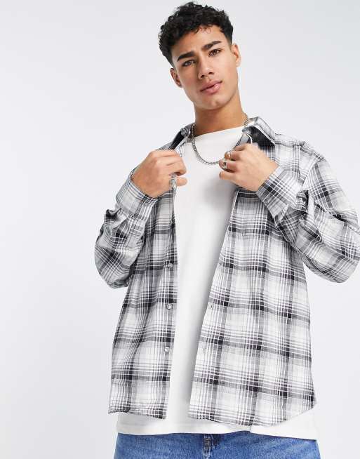 Camisa gris a cuadros de corte extragrande de Il Sarto