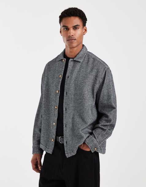 Camisa gris carbón extragrande con textura de cuadrícula de ASOS DESIGN - view 1