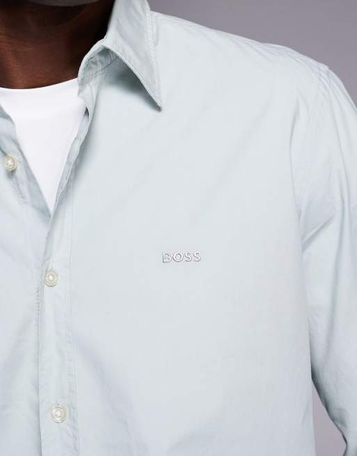Camisa gris claro de corte estándar de algodón Relegant de BOSS Orange, 5 de 5