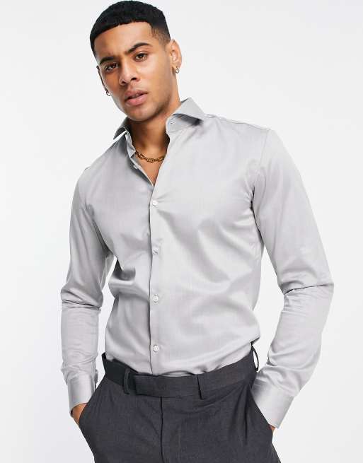 Camisa gris lisa Kason de HUGO