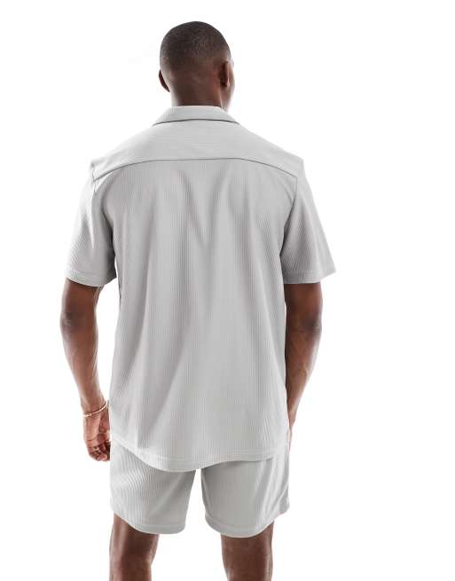 Camisa gris plisada con cuello de solapas de ONLY & SONS (parte de un conjunto), 4 de 4