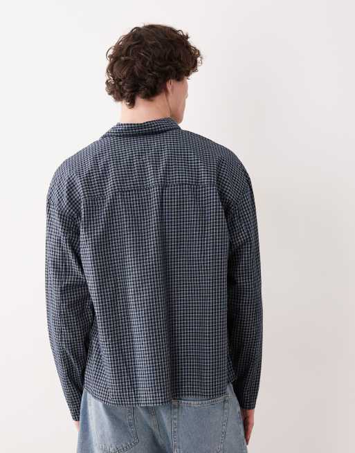 Camisa gris y azul marino de corte cuadrado extragrande de Jack & Jones, 3 de 5