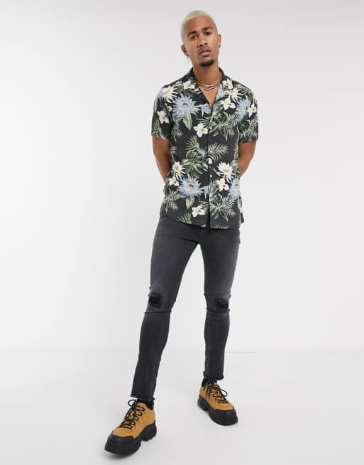 Camisa discount hawaiana negra