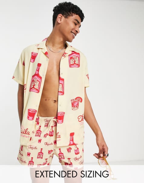 Camisa holgada con estampado de tequila y cuello de solapas de ASOS DESIGN (parte de un conjunto) - view 1