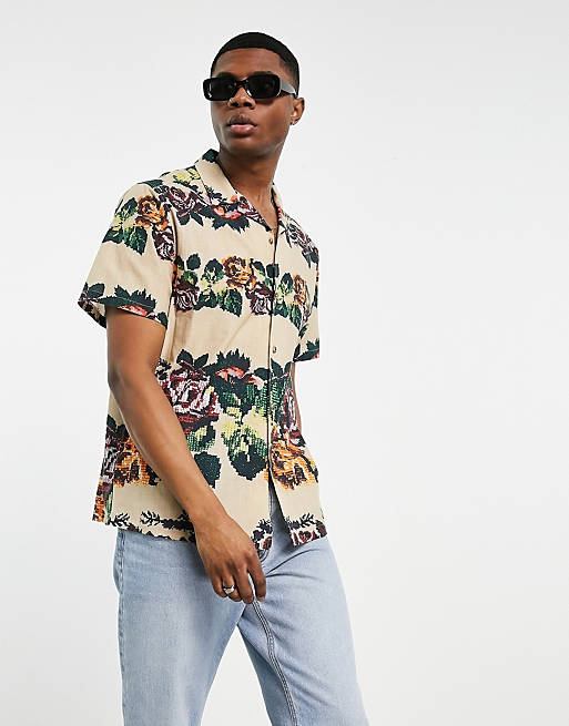 Hombre Other | Camisa holgada con solapas y estampado floral tipo tapiz de ASOS DESIGN - CJ09638
