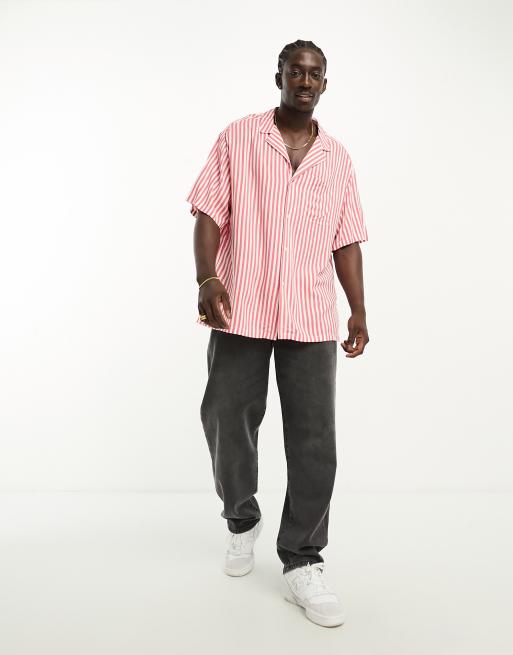 Camisa larga color oxido estilo bolera a rayas extragrande con solapas de ASOS DESIGN ASOS