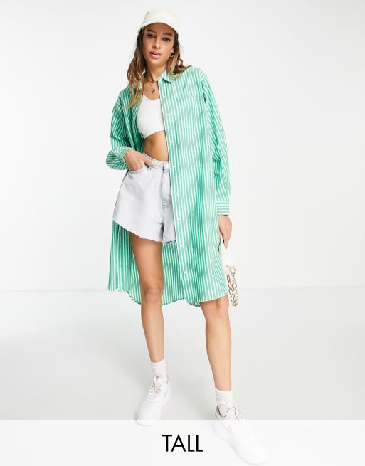 Camisa larga verde a rayas de New Look Tall