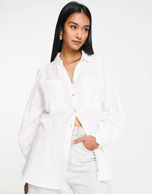 Camisa marfil de corte casual de Topshop