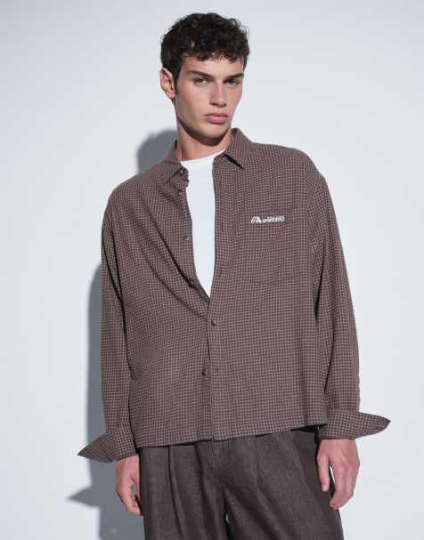 Camisa marrón a cuadros de corte cuadrado extragrande de ASOS DESIGN - view 1