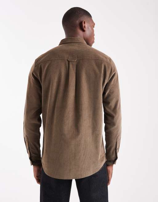 Camisa marrón abotonada de pana fina de Threadbare, 3 de 5