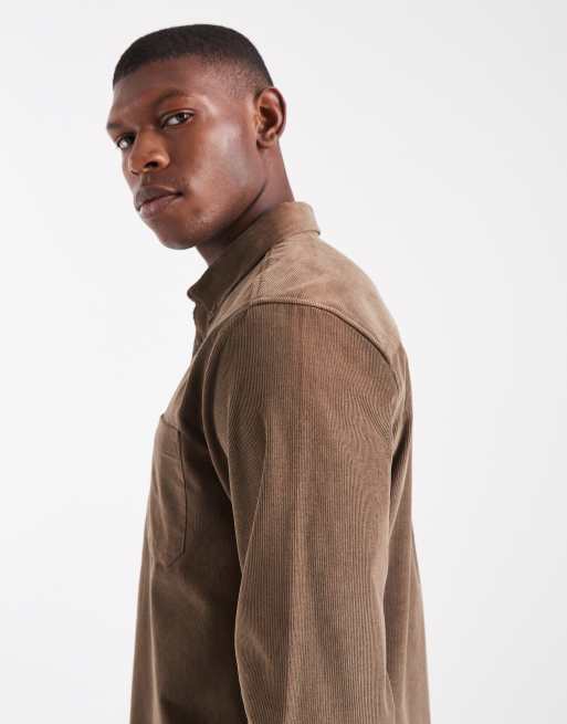 Camisa marrón abotonada de pana fina de Threadbare, 4 de 5