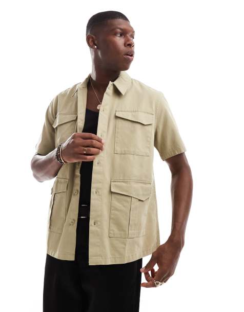Camisa marrón claro utilitaria con 4 bolsillos de ONLY & SONS - view 1