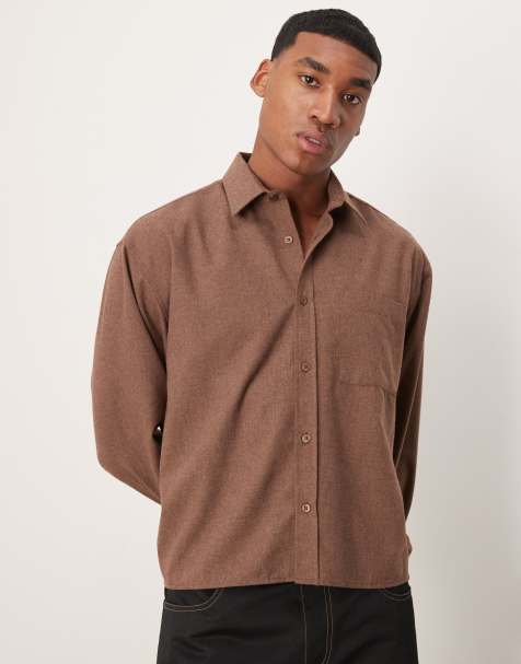 Camisa marrón de corte cuadrado extragrande de ASOS DESIGN - view 1