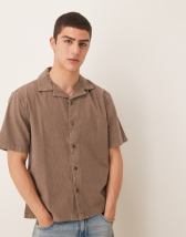 Camisa marrón de manga corta de lino de Abercrombie & Fitch - view 1