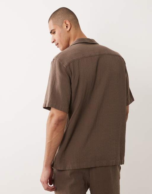 Camisa marrón de tejido texturizado de Selected (parte de un conjunto), 5 de 5