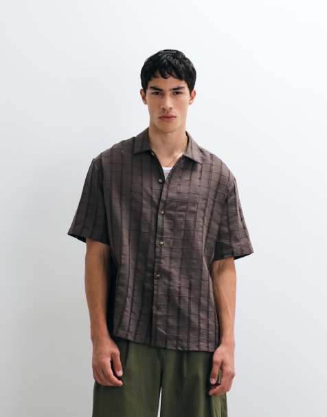 Camisa marrón extragrande de tejido texturizado de ASOS DESIGN - view 1