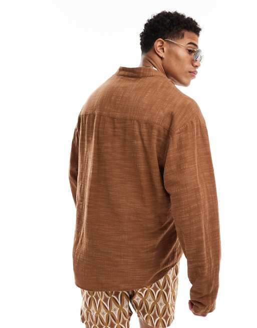 Camisa marrón extragrande sin cierres de estilo años 90 de ASOS DESIGN, 4 de 4