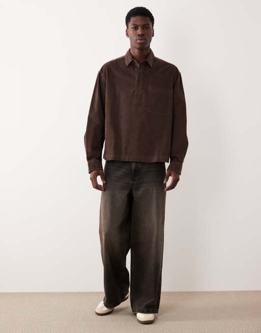 Camisa marrón extragrande sin cierres de pana de ASOS DESIGN, 2 de 5