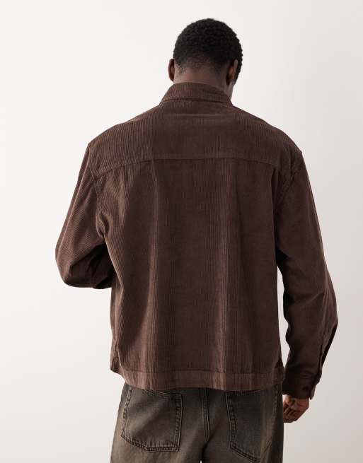 Camisa marrón extragrande sin cierres de pana de ASOS DESIGN, 3 de 5