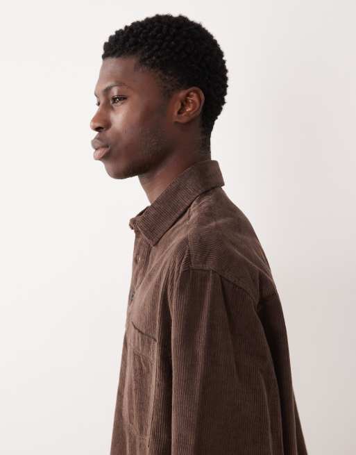 Camisa marrón extragrande sin cierres de pana de ASOS DESIGN, 4 de 5