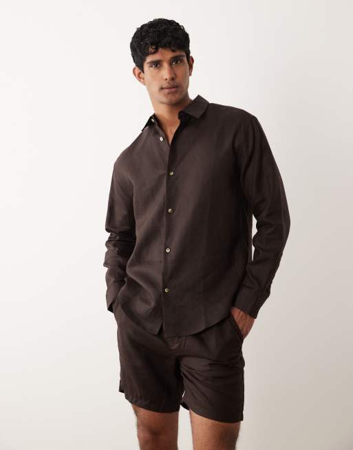 Camisa marrón holgada de 100% lino de ASOS DESIGN (parte de un conjunto), 2 de 5