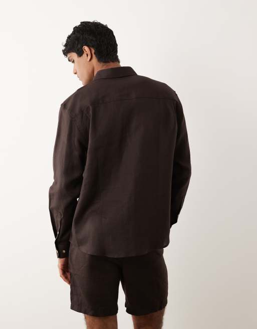 Camisa marrón holgada de 100% lino de ASOS DESIGN (parte de un conjunto), 5 de 5