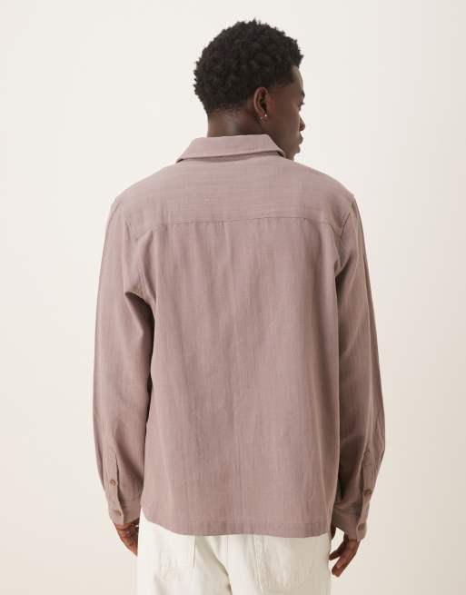 Camisa marrón holgada de manga larga con bolsillos de ASOS DESIGN, 3 de 5
