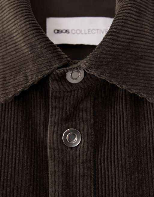 Camisa marrón holgada de pana gruesa de ASOS COLLECTIVE (parte de un conjunto) , 2 de 7