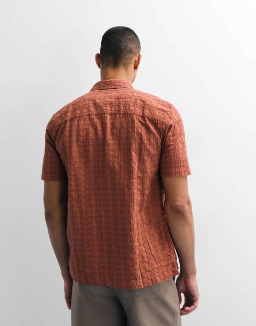 Camisa marrón óxido de manga corta de tejido texturizado de ONLY & SONS, 3 de 7
