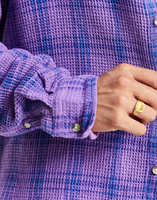 Camisa morada extragrande a cuadros de estilo años 90 de punto de arroz de ASOS DESIGN, 3 de 4