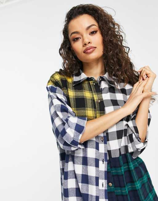 Camisa multicolor con diseño de cuadros variados y parches de Topshop Petite , 3 de 4