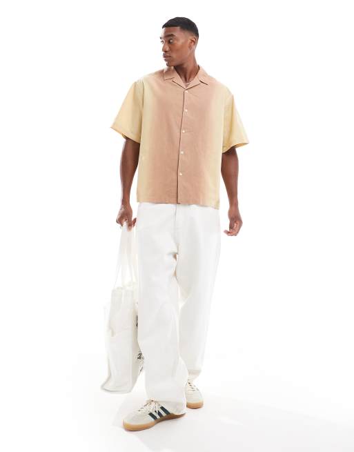 Camisa naranja degradado utilitaria extragrande de tejido efecto lino de ASOS DESIGN