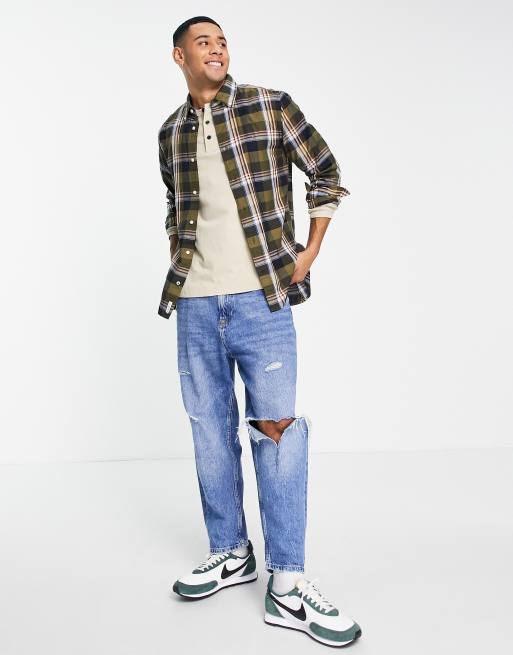 Camisa negra a cuadros con logo de tejido suave de Tommy Hilfiger, 2 de 4