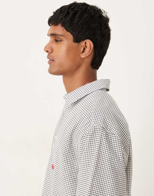 Camisa negra a cuadros de corte cuadrado extragrande con bordado en el pecho de ASOS DESIGN, 4 de 5