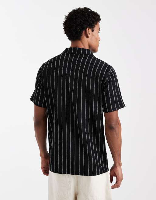 Camisa negra a rayas de corte cuadrado de punto de New Look , 3 de 5
