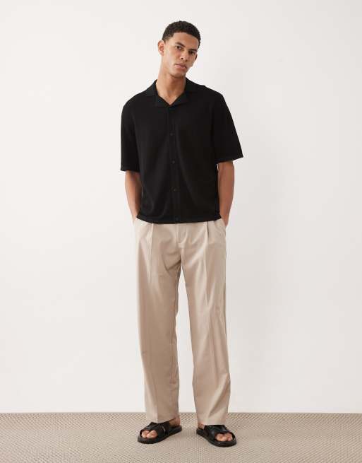 Camisa negra abotonada con cuello de solapas de punto de Jack & Jones, 2 de 5