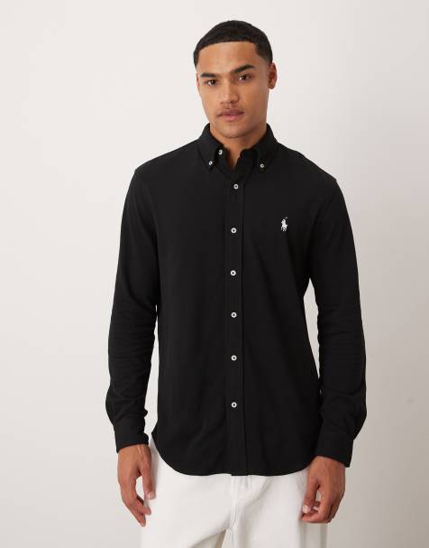 Camisa negra con botones y logo de piqué de Polo Ralph Lauren - view 1