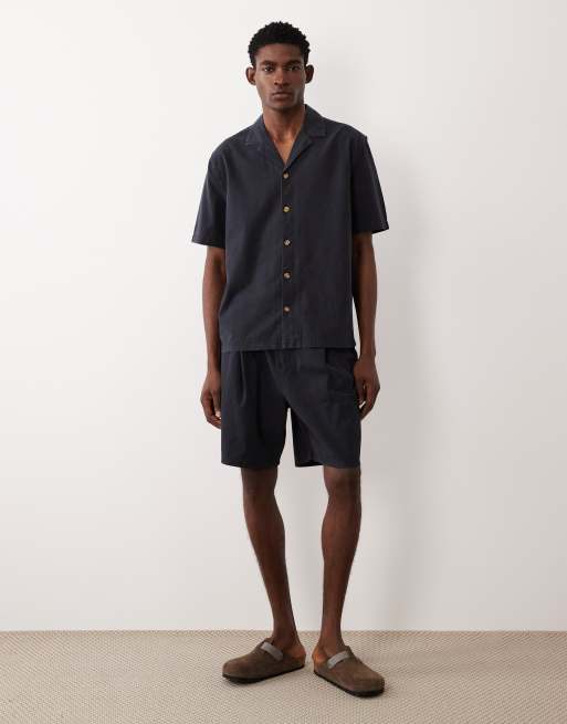 Camisa negra con cuello de solapas de tejido texturizado de ASOS DESIGN (parte de un conjunto), 2 de 5