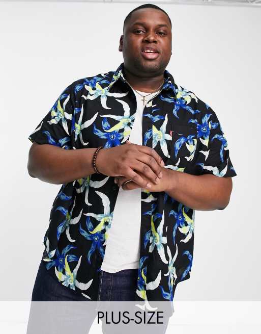 Camisa negra con estampado de palmeras de Levi's Big & Tall 