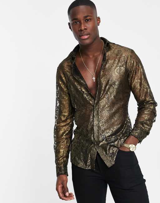 Camisa negra con discount dorado