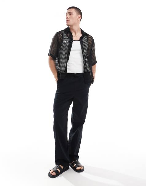 Camisa negra de corte cuadrado de malla de Weekday - view 1