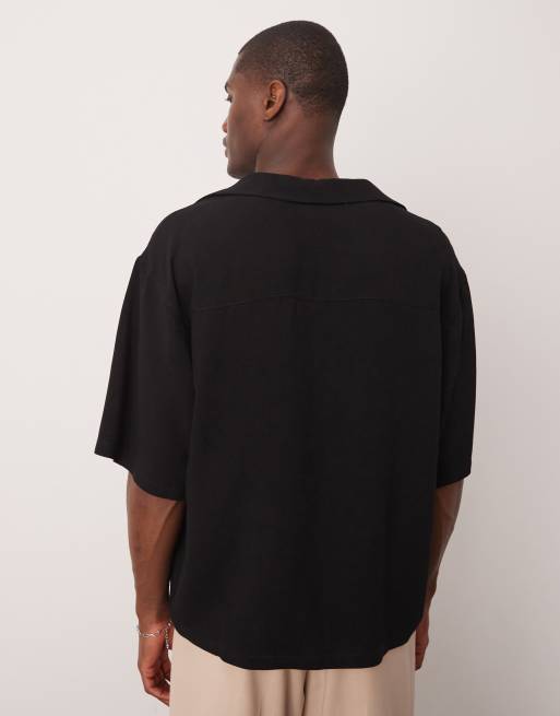 Camisa negra de corte cuadrado extragrande con cuello de pico pronunciado de ASOS DESIGN, 2 de 4
