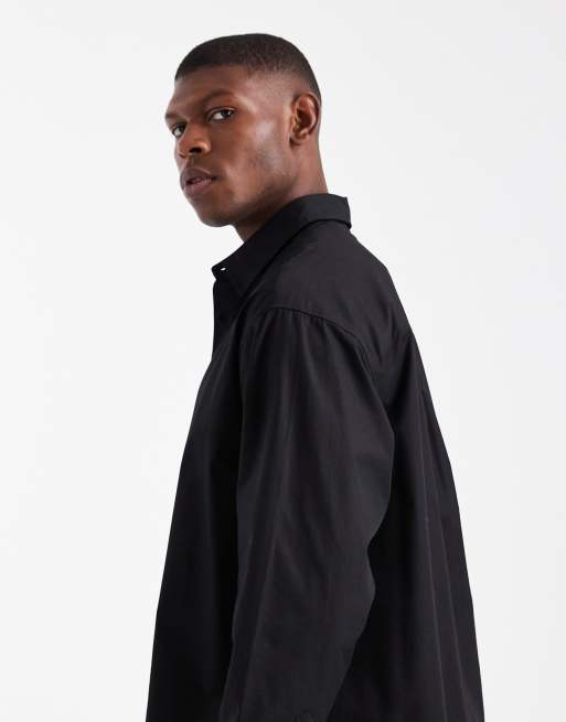 Camisa negra de corte cuadrado extragrande de popelina de ASOS DESIGN, 4 de 5