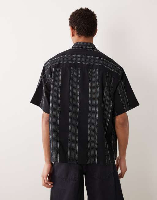Camisa negra de corte cuadrado extragrande de tejido texturizado de ASOS DESIGN, 5 de 5